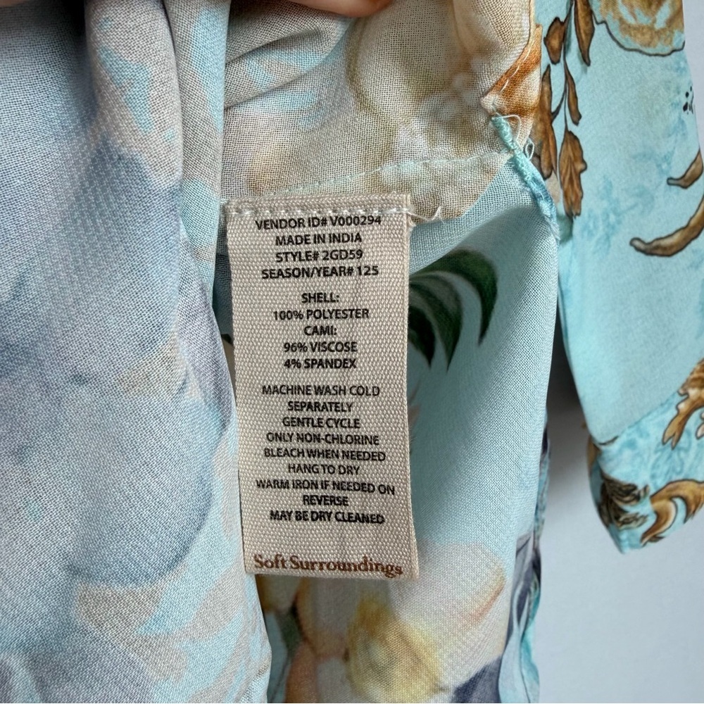 Soft Surroundings Floral Baroque Button Up Shirt Women Sz XS Cottage NWOT READ - Picture 9 of 16